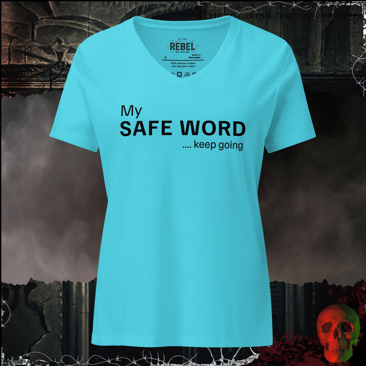 V-Neck Turquoise / S My Safe Word Women's V-Neck Tee | Rebel Ink Designs