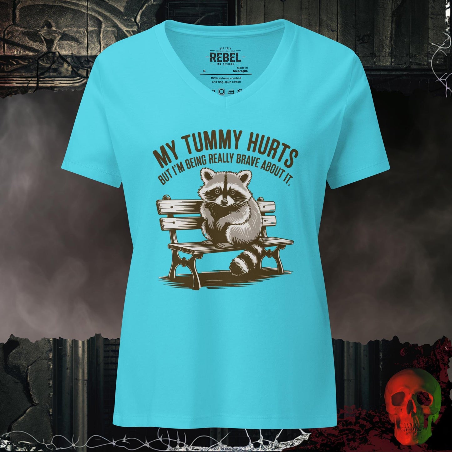 V-Neck Turquoise / S My Tummy Hurts Relaxed V-Neck