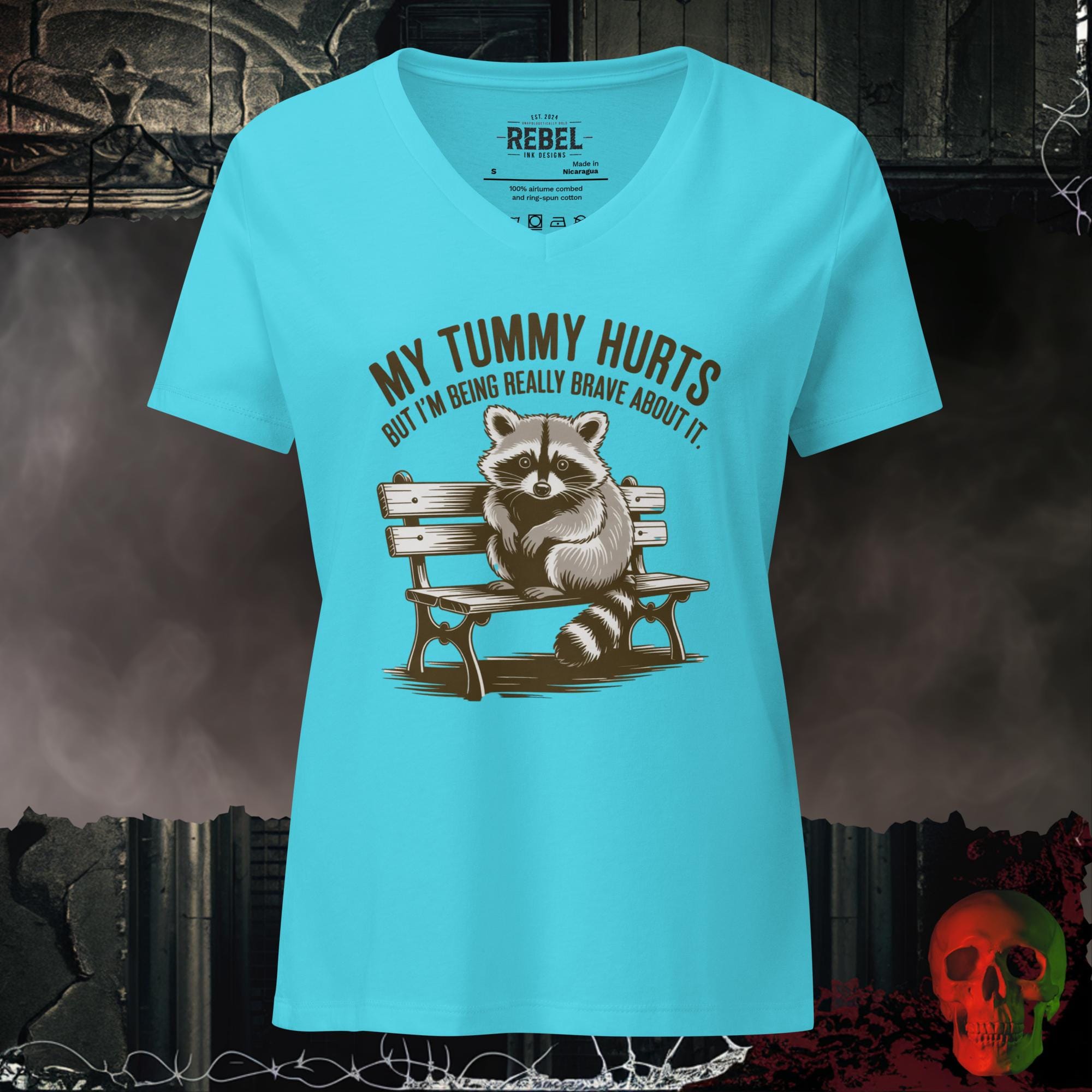 V-Neck Turquoise / S My Tummy Hurts Relaxed V-Neck