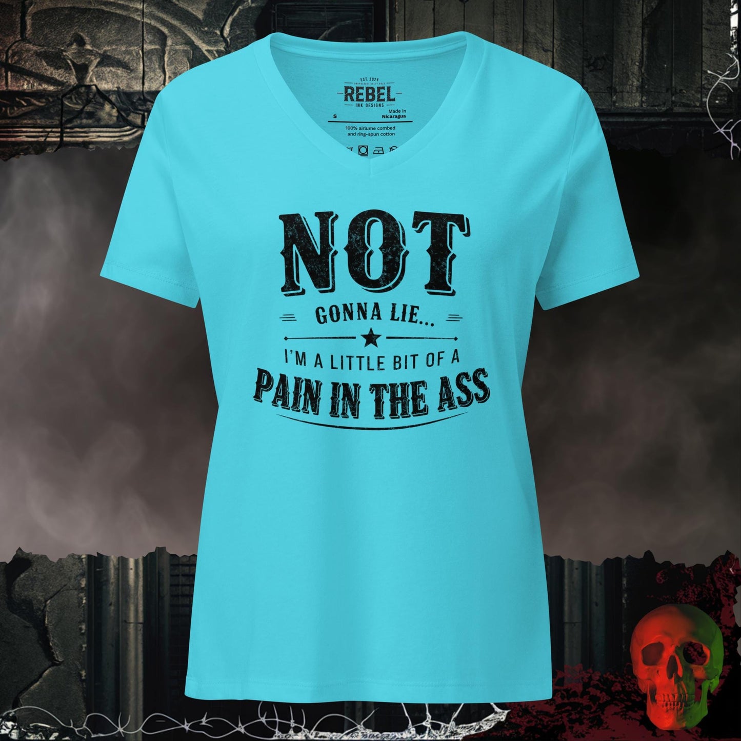 V-Neck Turquoise / S Not Gonna Lie Women's Relaxed V-Neck