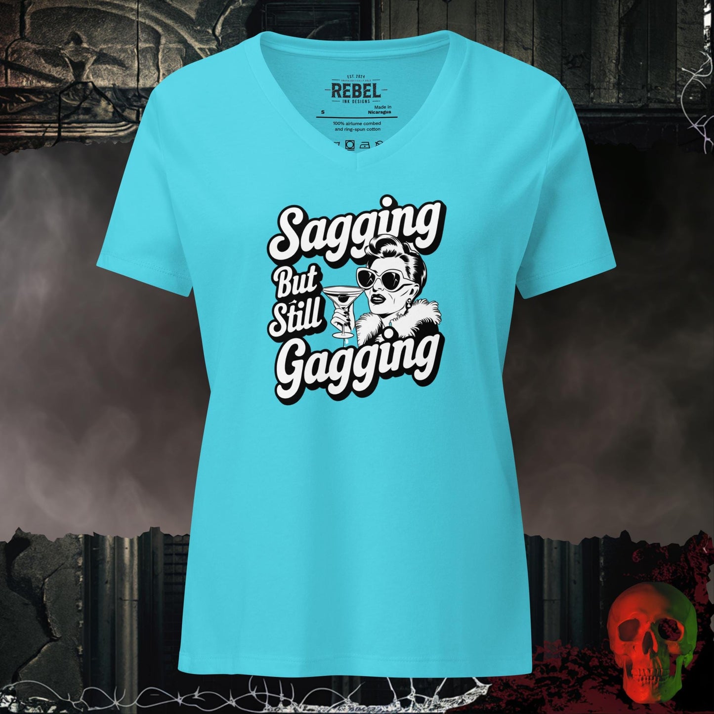 V-Neck Turquoise / S Sagging But Still Gagging Relaxed V-Neck