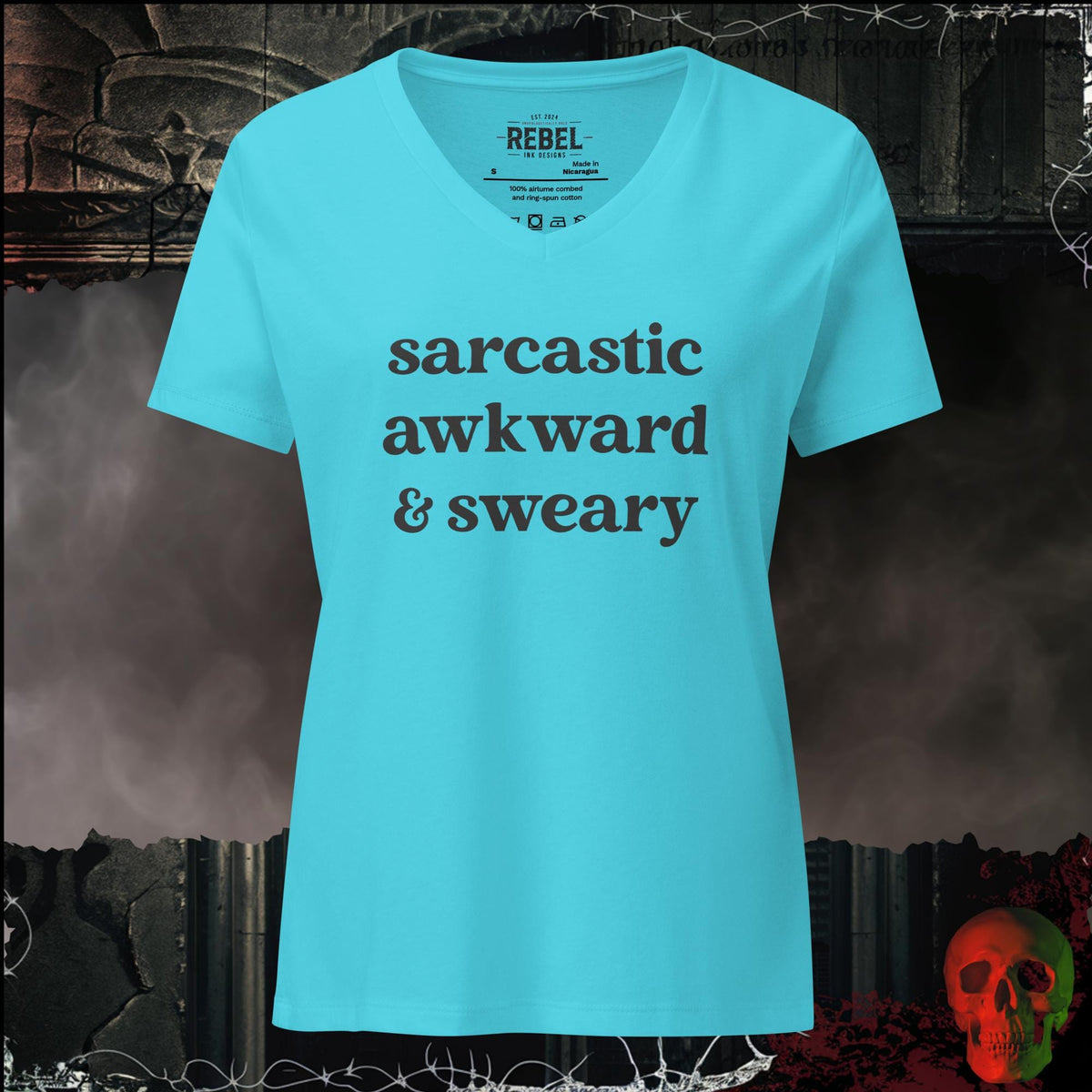 V-Neck Turquoise / S Sarcastic Awkward & Sweary Women's V-Neck Tee | Rebel Ink Designs