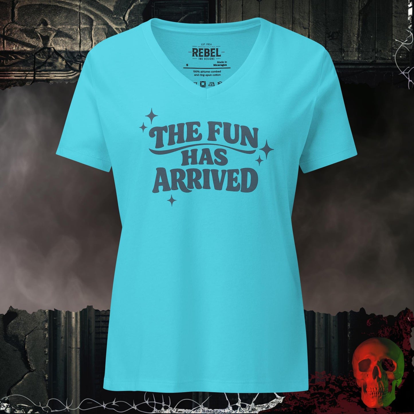 V-Neck Turquoise / S The Fun Has Arrived Relaxed V-Neck