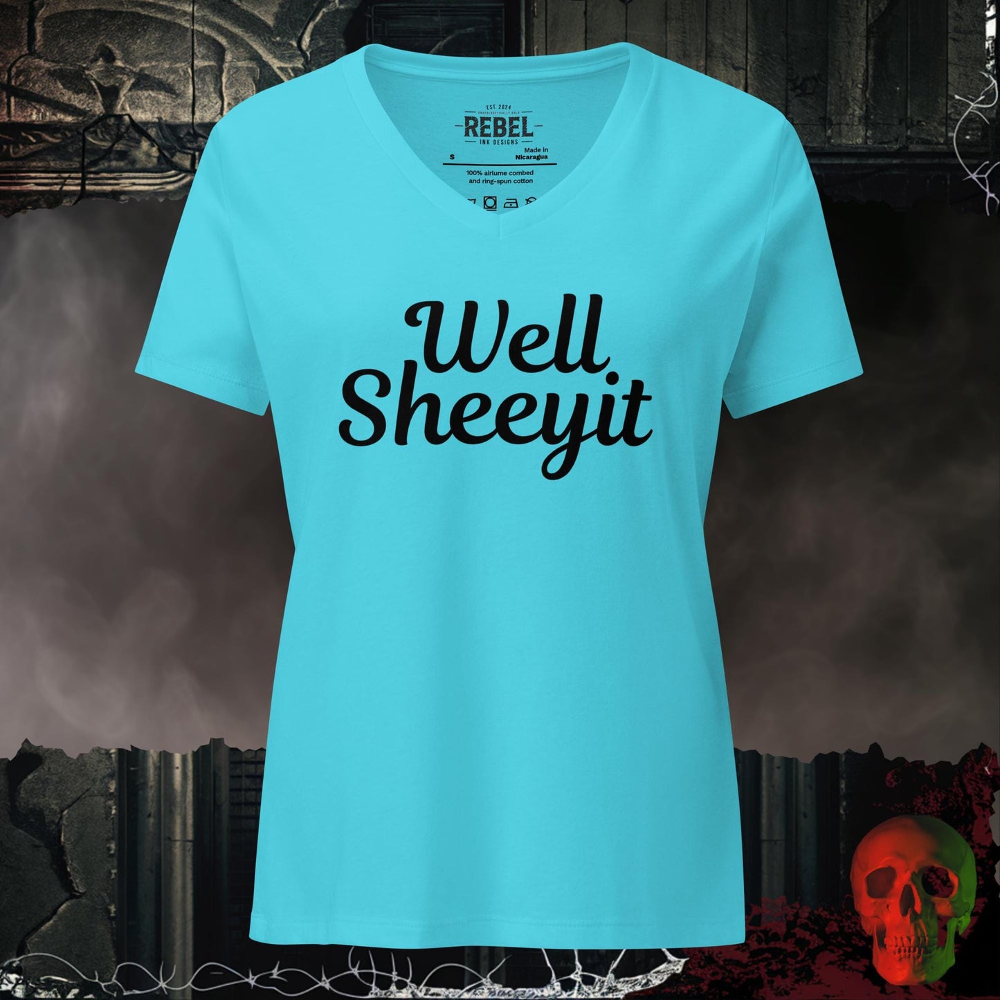 V-Neck Turquoise / S Well Sheeyit Relaxed V-Neck