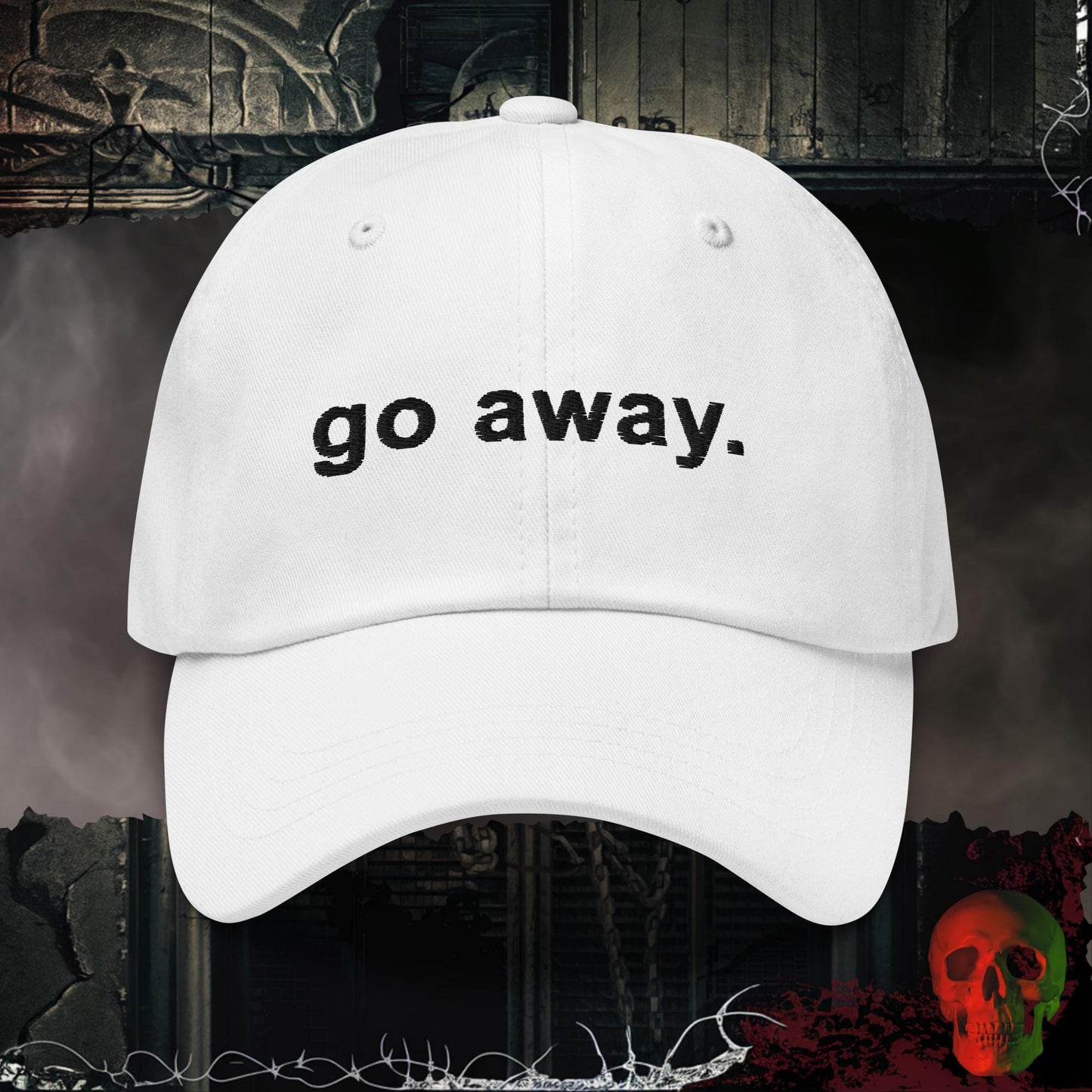 White go away. Embroidered Hat