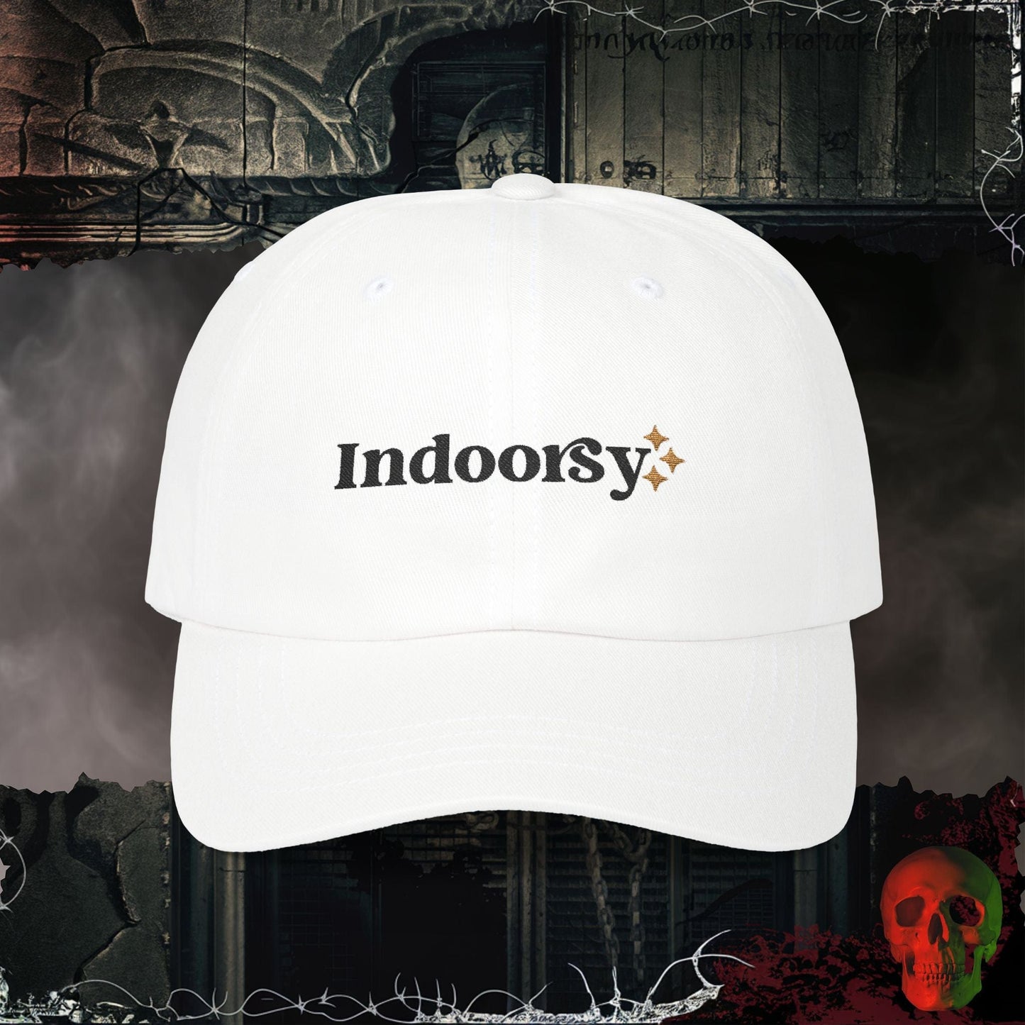 White Indoorsy Embroidered Hat